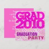 Graduation Party Girly Pink Invitation Kaart (Voorkant / Achterkant)