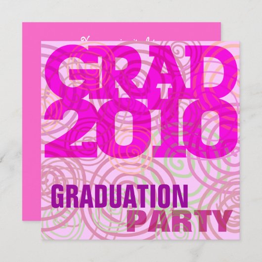 Graduation Party Girly Pink Invitation Kaart (Voorkant / Achterkant)