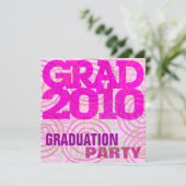 Graduation Party Girly Pink Invitation Kaart (Staand voorkant)