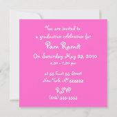 Graduation Party Girly Pink Invitation Kaart (Achterkant)