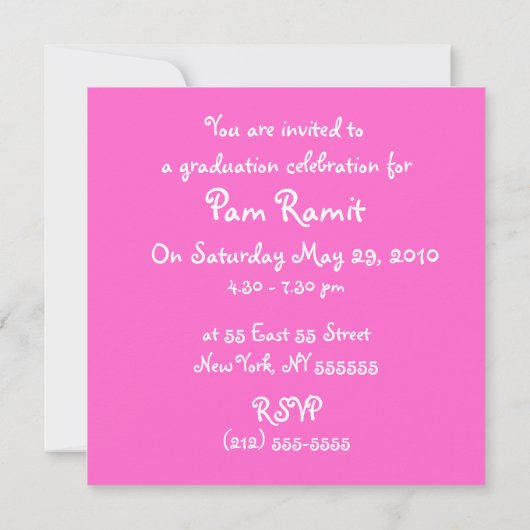 Graduation Party Girly Pink Invitation Kaart (Achterkant)