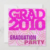 Graduation Party Girly Pink Invitation Kaart (Voorkant)