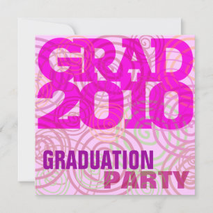 Graduation Party Girly Pink Invitation Kaart