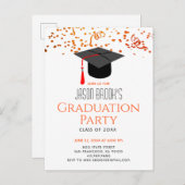 Graduation Party Glitter Confetti Afstudeerder Pet Uitnodiging Briefkaart (Voorkant / Achterkant)