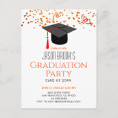 Graduation Party Glitter Confetti Afstudeerder Pet Uitnodiging Briefkaart (Voorkant)