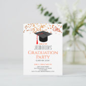 Graduation Party Glitter Confetti Afstudeerder Pet Uitnodiging Briefkaart (Staand voorkant)