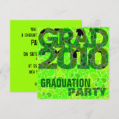 Graduation Party Go Green Invitation Kaart (Voorkant / Achterkant)