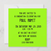Graduation Party Go Green Invitation Kaart (Achterkant)