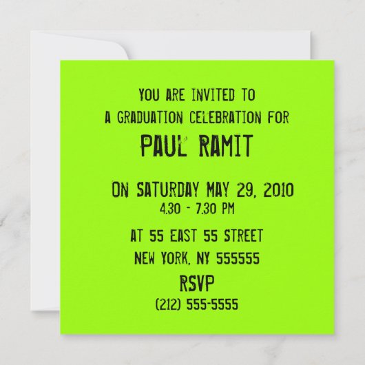 Graduation Party Go Green Invitation Kaart (Achterkant)