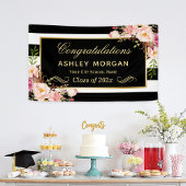 Graduation Party Gold Black White Floral Decor Spandoek