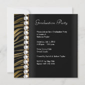 Graduation Party Gold Black White Leopard Zebra Kaart (Achterkant)