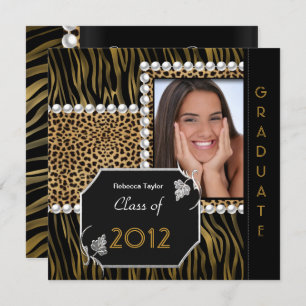 Graduation Party Gold Black White Leopard Zebra Kaart