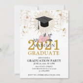 Graduation Party Gold Class of 2021 Pink White Kaart (Voorkant)