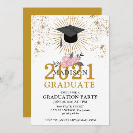 Graduation Party Gold Class of 2021 Pink White Kaart