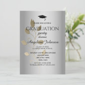 Graduation Party Gold en Silver Elegant Kaart (Staand voorkant)