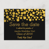Graduation Party Gold Foil Confetti Bewaar de datu Aankondigingskaart (Voorkant)
