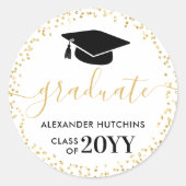 Graduation Party Gold Glitter Confetti Ronde Sticker (Voorkant)