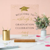 Graduation Party Gold Glitter Welkom Acryl Bord (Huwelijk)