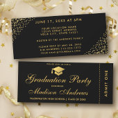 Graduation Party Gold Ticket Glitter Invitation S Kaart