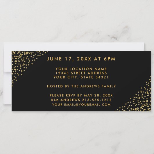 Graduation Party Gold Ticket Glitter Invitation S Kaart (Achterkant)