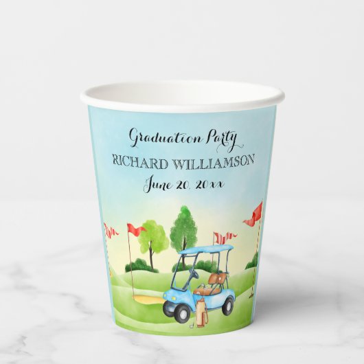 Graduation Party Golf Theme Papieren Bekers (Achterkant)