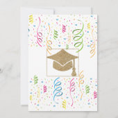 Graduation Party Gouden Glitter Save the Date Kaart (Achterkant)