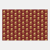 Graduation Party Gouden Petten op Maroon Gift Wrap Inpakpapier Vel (Voorkant 3)