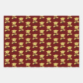 Graduation Party Gouden Petten op Maroon Gift Wrap Inpakpapier Vel (Voorkant 2)