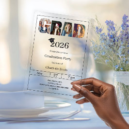 Graduation party grad photo luxury acryl uitnodigingen