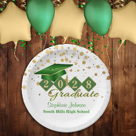 Graduation Party Green & Gold 20XX Papieren Bordje