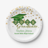 Graduation Party Green & Gold 20XX Papieren Bordje (Voorkant)