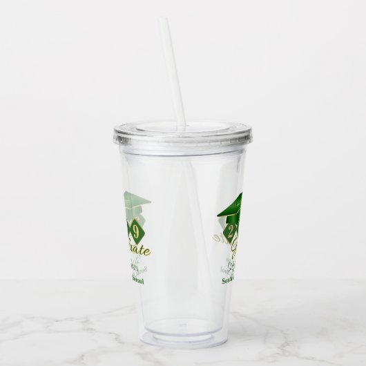 Graduation Party Green Gold persoonlijke Acryl Drinkbeker (Links)