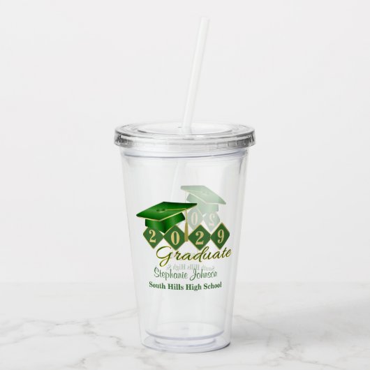 Graduation Party Green Gold persoonlijke Acryl Drinkbeker (Achterkant)