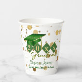 Graduation Party Green Gold persoonlijke Papieren Bekers (Achterkant)