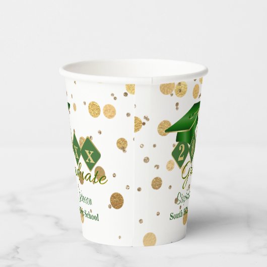 Graduation Party Green Gold persoonlijke Papieren Bekers (Rechts)