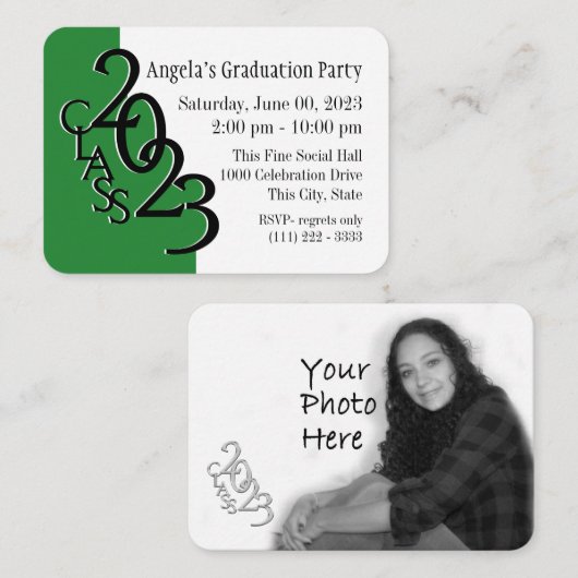 Graduation Party Green Photo Insert Kaart 2023 (Voorkant / Achterkant)