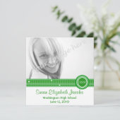 Graduation Party - Green & White Invite Kaart (Staand voorkant)