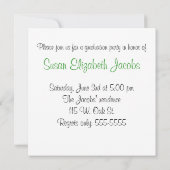 Graduation Party - Green & White Invite Kaart (Achterkant)