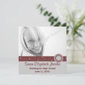 Graduation Party - Grey & Maroon Invite Kaart (Staand voorkant)