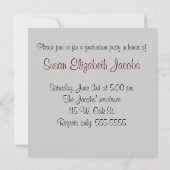 Graduation Party - Grey & Maroon Invite Kaart (Achterkant)