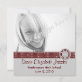 Graduation Party - Grey & Maroon Invite Kaart (Voorkant)