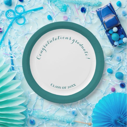 Graduation Party Groen en Wit Eenvoudig Papieren Bordje (Feest)