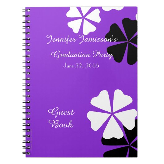 Graduation Party Guest Book Paars & White Floral Notitieboek (Voorkant)