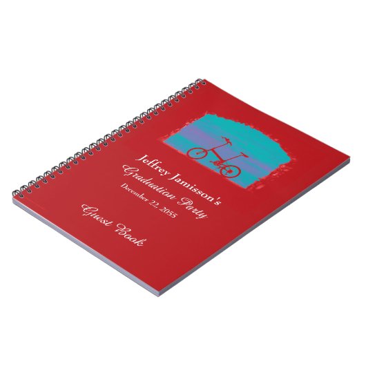 Graduation Party Guest Book, Red Bicycle spiraal Notitieboek (Linkerzijde)