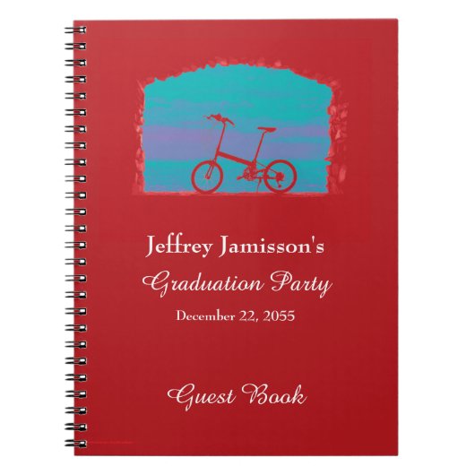 Graduation Party Guest Book, Red Bicycle spiraal Notitieboek (Voorkant)