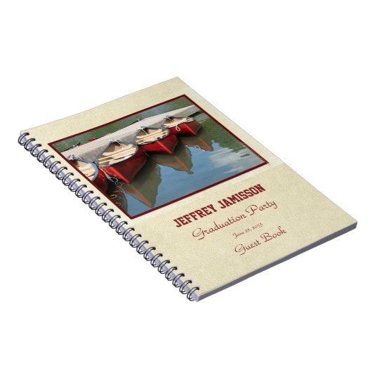 Graduation Party Guest Book, Red Canoes Spiral Notitieboek (Rechterzijde)