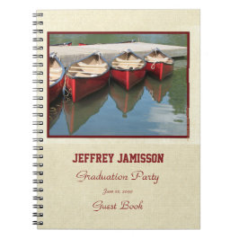 Graduation Party Guest Book, Red Canoes Spiral Notitieboek