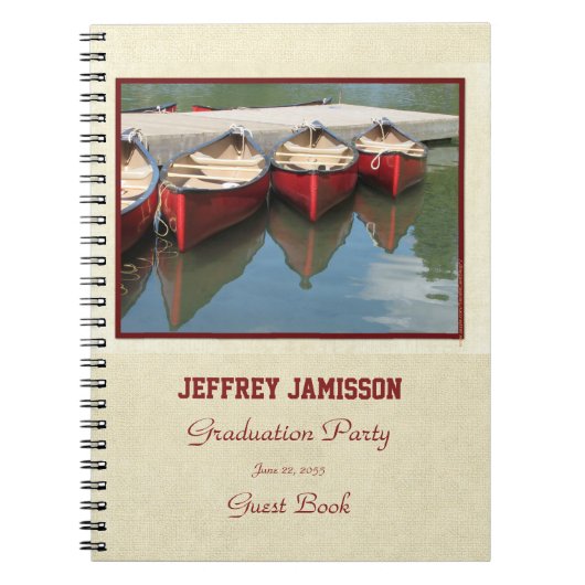 Graduation Party Guest Book, Red Canoes Spiral Notitieboek (Voorkant)