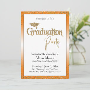 Graduation Party Helder Sinaasappel Ombre Goud Con Kaart