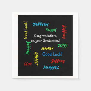 Graduation Party Herhalende namen Zwart papier Servetten